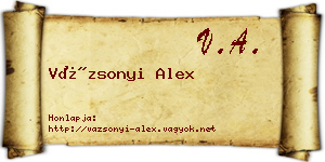 Vázsonyi Alex névjegykártya