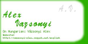 alex vazsonyi business card